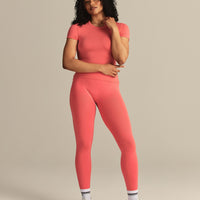 Smooth Contour Midi Short Sleeve T-Shirt | Sunlit Coral