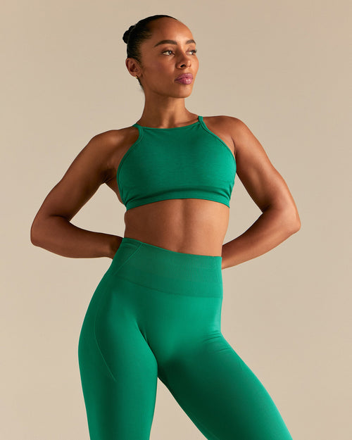 Define 2.0 Seamless High Neck Backless Bra | Amazonia Green