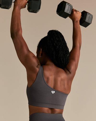 Power Seamless One Shoulder Bra | Graphite
