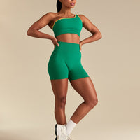 Power Seamless One Shoulder Bra | Amazonia Green