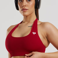 Power Seamless Halter Neck Bra | Chilli Red