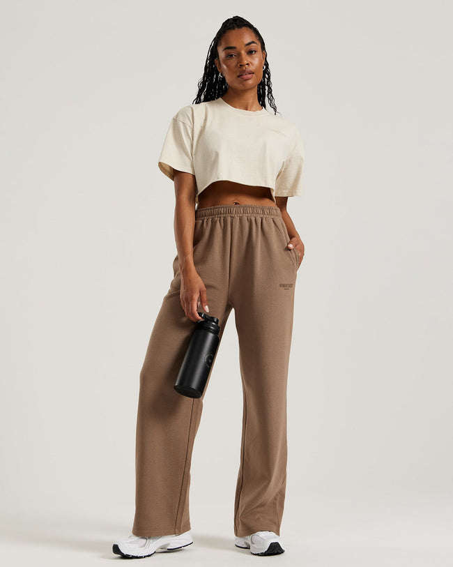 Comfort Vintage Look Oversized Cropped Short Sleeve T-Shirt | Stone