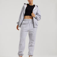 Comfort Oversized Zip-Up Hoodie | Silver Grey Marl