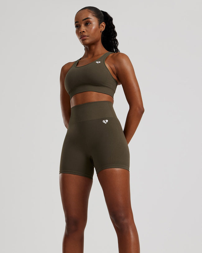 Power Seamless Shorts | Dark Olive