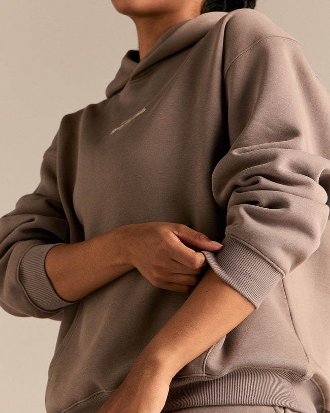 Comfort Oversized Sports Club Hoodie | Taupe Grey