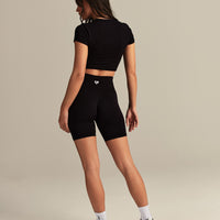 Smooth Contour Cropped Short Sleeve T-Shirt | Black