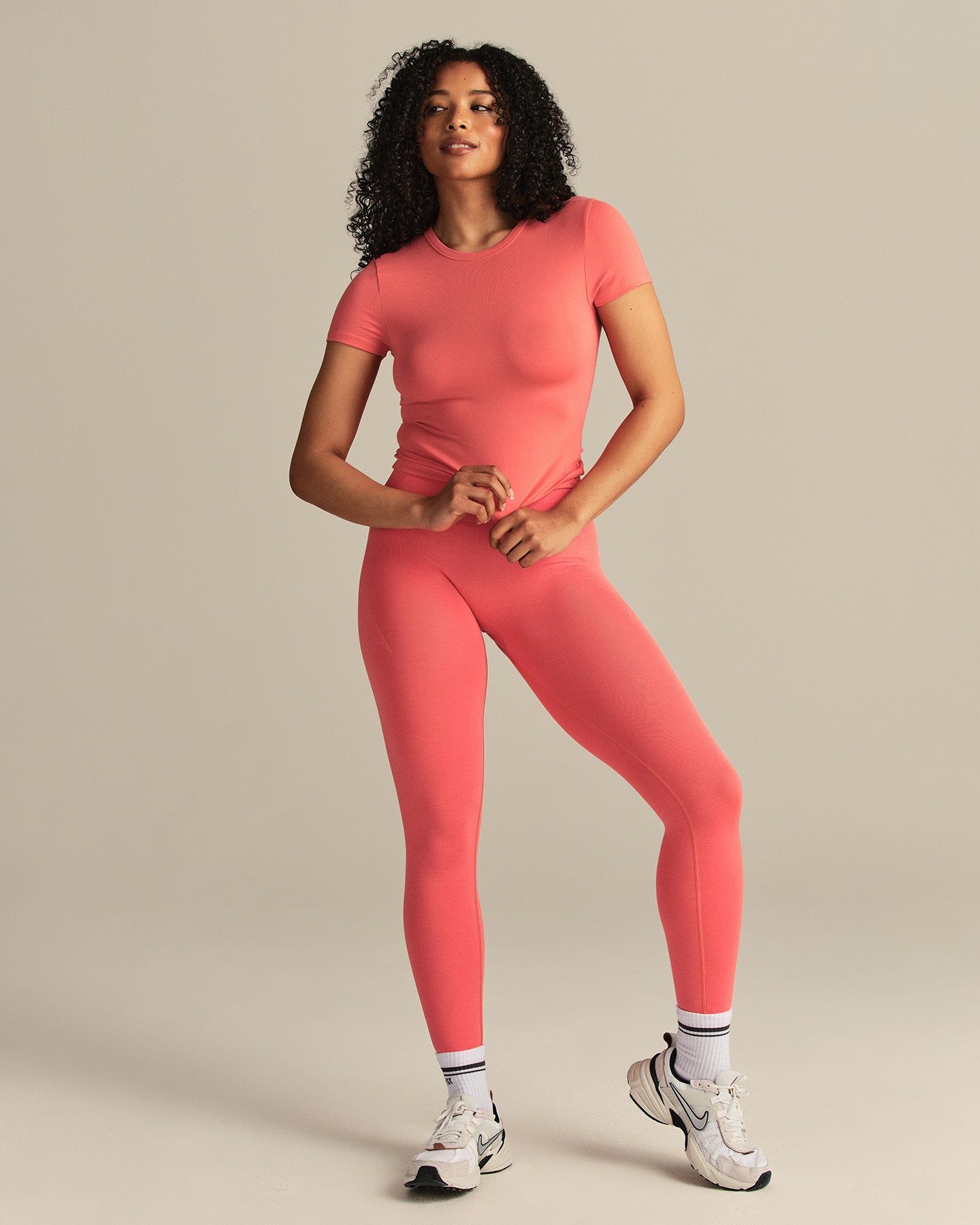 Smooth Contour Midi Short Sleeve T-Shirt | Sunlit Coral