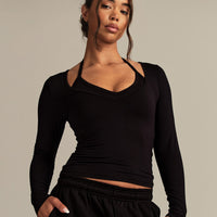 Smooth Contour Long Sleeve Reversible T-Shirt | Black