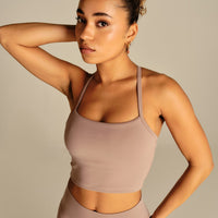 Essential Built-In Bra Crop Tank Top | Mauve Taupe