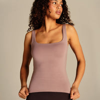 Smooth Contour Midi Square Neck Tank | Mauve Taupe