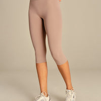 Essential High Waist Capri Leggings | Mauve Taupe