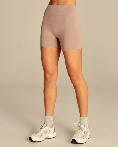 Essential High Waist Shorts | Mauve Taupe