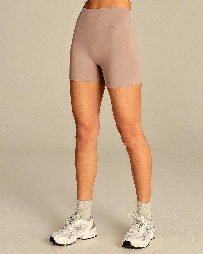 Essential High Waist Shorts | Mauve Taupe