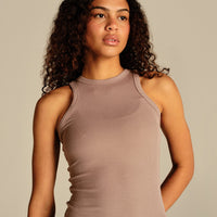 Comfort Ribbed Midi Tank | Mauve Taupe