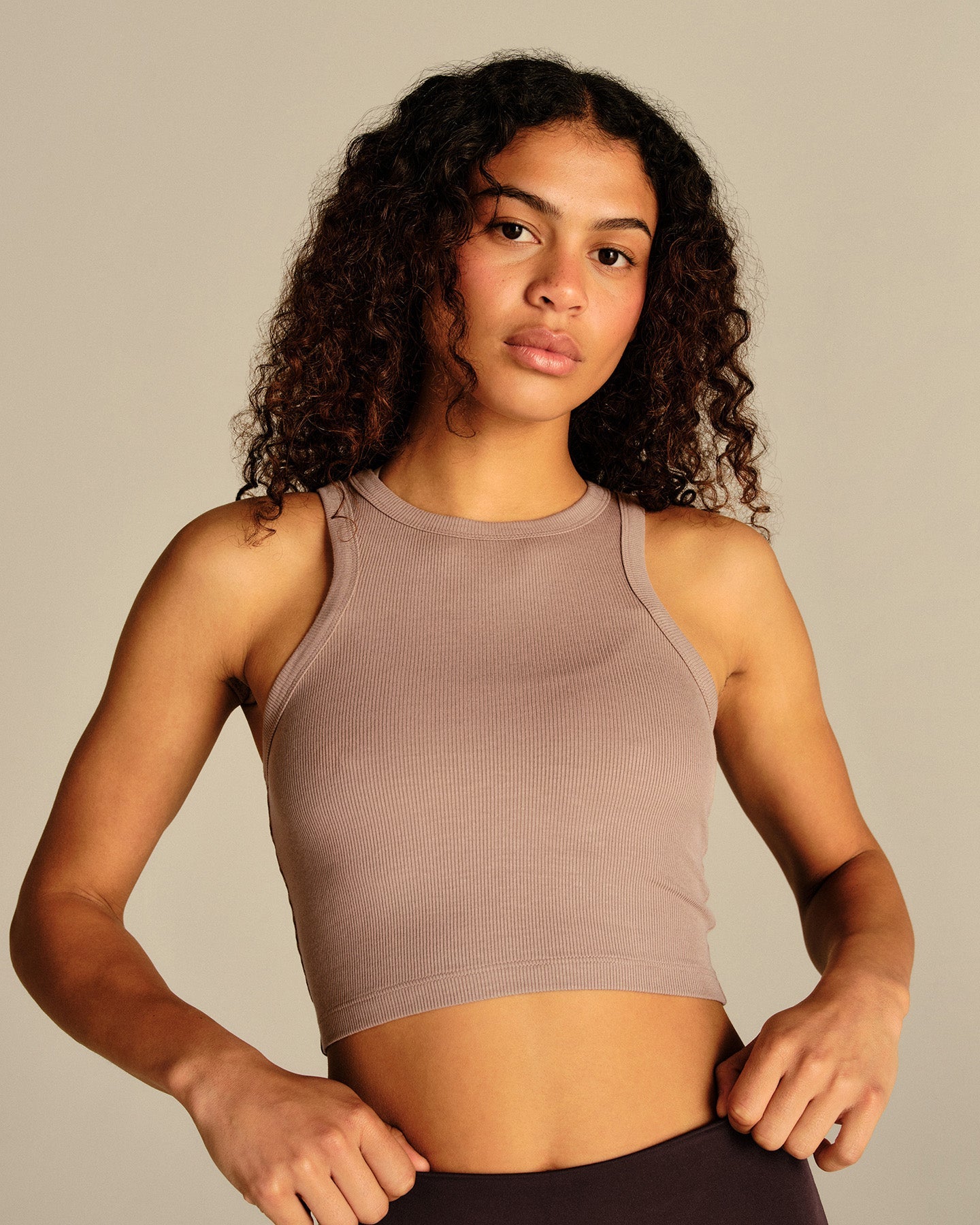 Comfort Ribbed Cropped Tank | Mauve Taupe