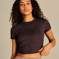 Comfort Ribbed Cropped T-Shirt | Cafe Noir