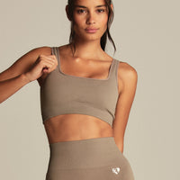 Power Seamless Open Back Mini Bra | Taupe Grey