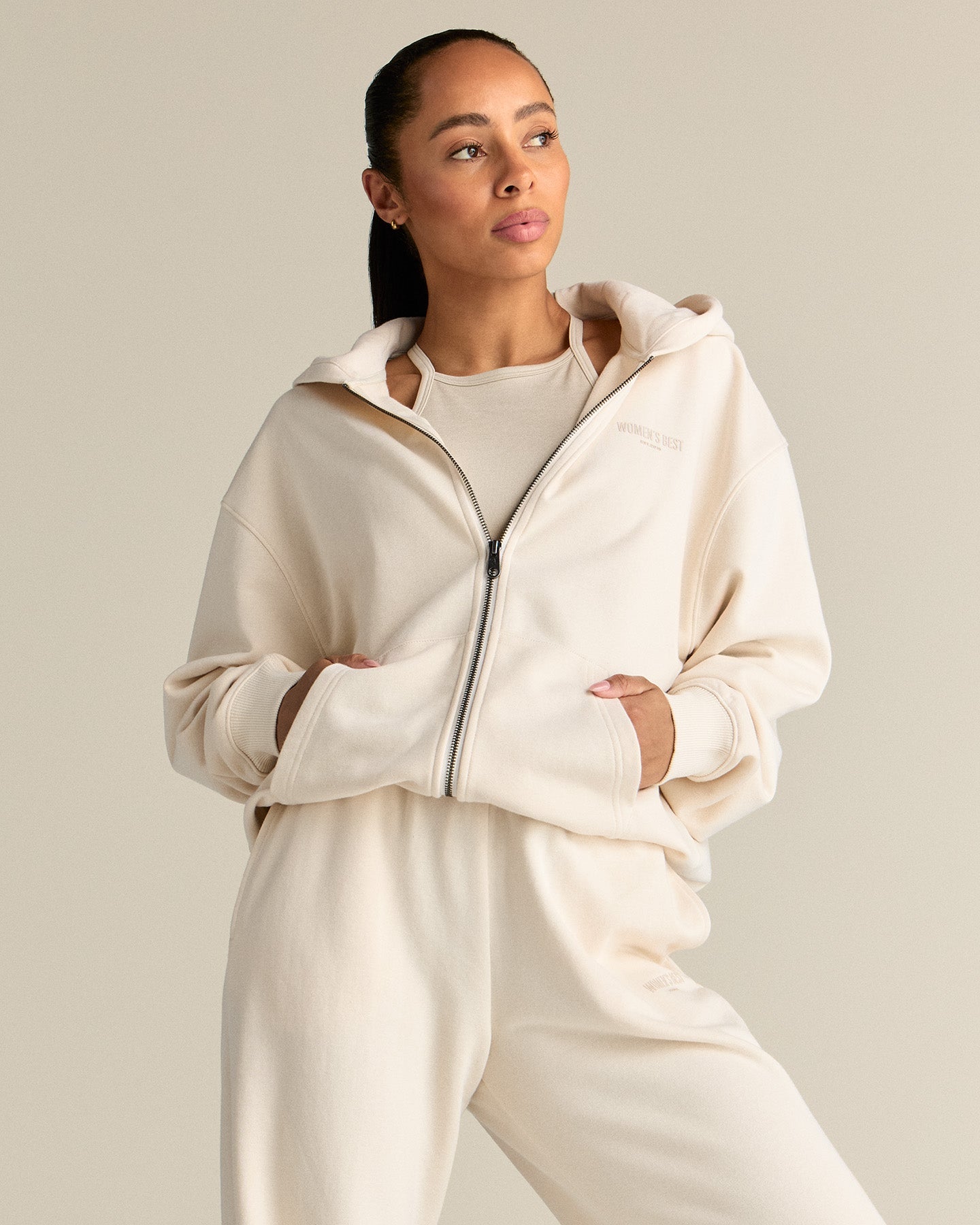 Comfort Lightweight Oversized Zip Up Hoodie | Off White