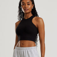 Comfort Ribbed Cropped Tank | Black