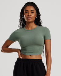 Comfort Ribbed Cropped T-Shirt | Sage