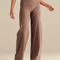 Cotton Contour Fold Over Straight Leg Pants | Mocha
