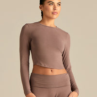 Cotton Contour Long Sleeve T-Shirt | Mocha