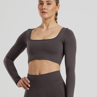 Define 2.0 Seamless Long Sleeve Built-In Bra Top | Graphite