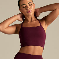 Essential Built-In Bra Crop Tank Top | Merlot