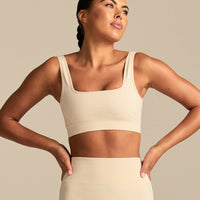 Power Scoop Back Bra | Off White