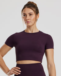 Essential Cropped Short Sleeve Tee | Midnight Plum