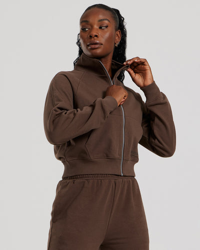 Comfort Light Full Zip Sweat | Cocoa