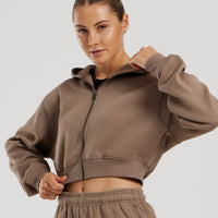 Comfort Cropped Full Zip Hoodie | Caribou