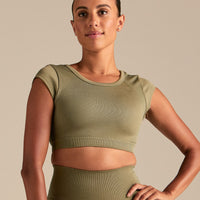 Motion Seamless Open Back Short Sleeve Crop Top | Willow