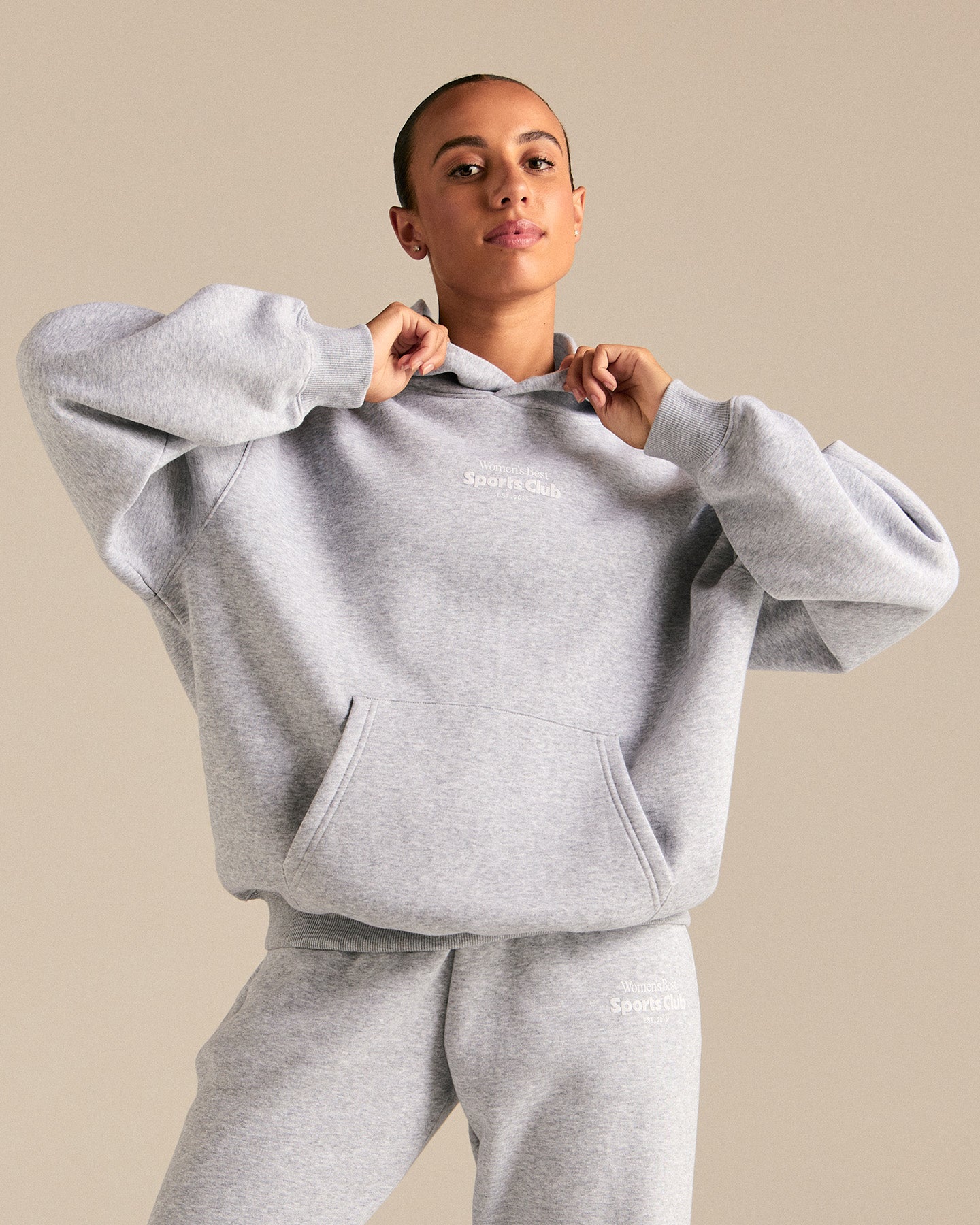 Comfort Oversized Sports Club Hoodie | Silver Grey Marl