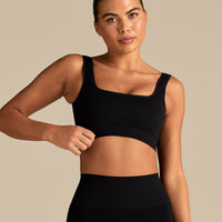 Power Seamless Open Back Mini Bra | Black