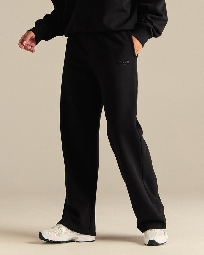 Comfort Cozy Straight Leg Joggers | Black
