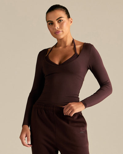 Smooth Contour Long Sleeve Reversible T-Shirt | Cafe Noir