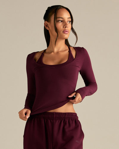 Smooth Contour Long Sleeve Reversible T-Shirt | Merlot