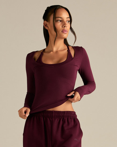 Smooth Contour Long Sleeve Reversible T-Shirt | Merlot