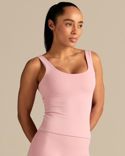 Essential Built-In Bra Scoop Back Tank | Sweet Pink