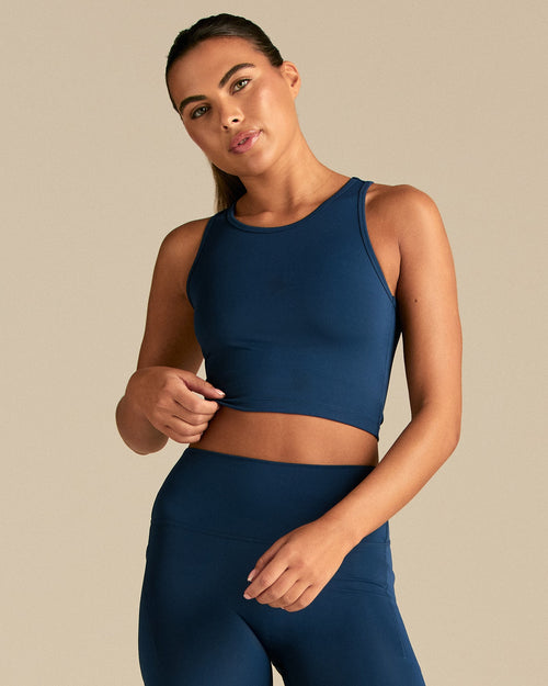 Essential Crop Tank Top | True Navy