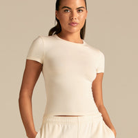 Smooth Contour Midi Short Sleeve T-Shirt | Coconut White
