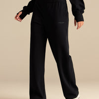 Comfort Lightweight Straight Leg Mid Waist Joggers | Black