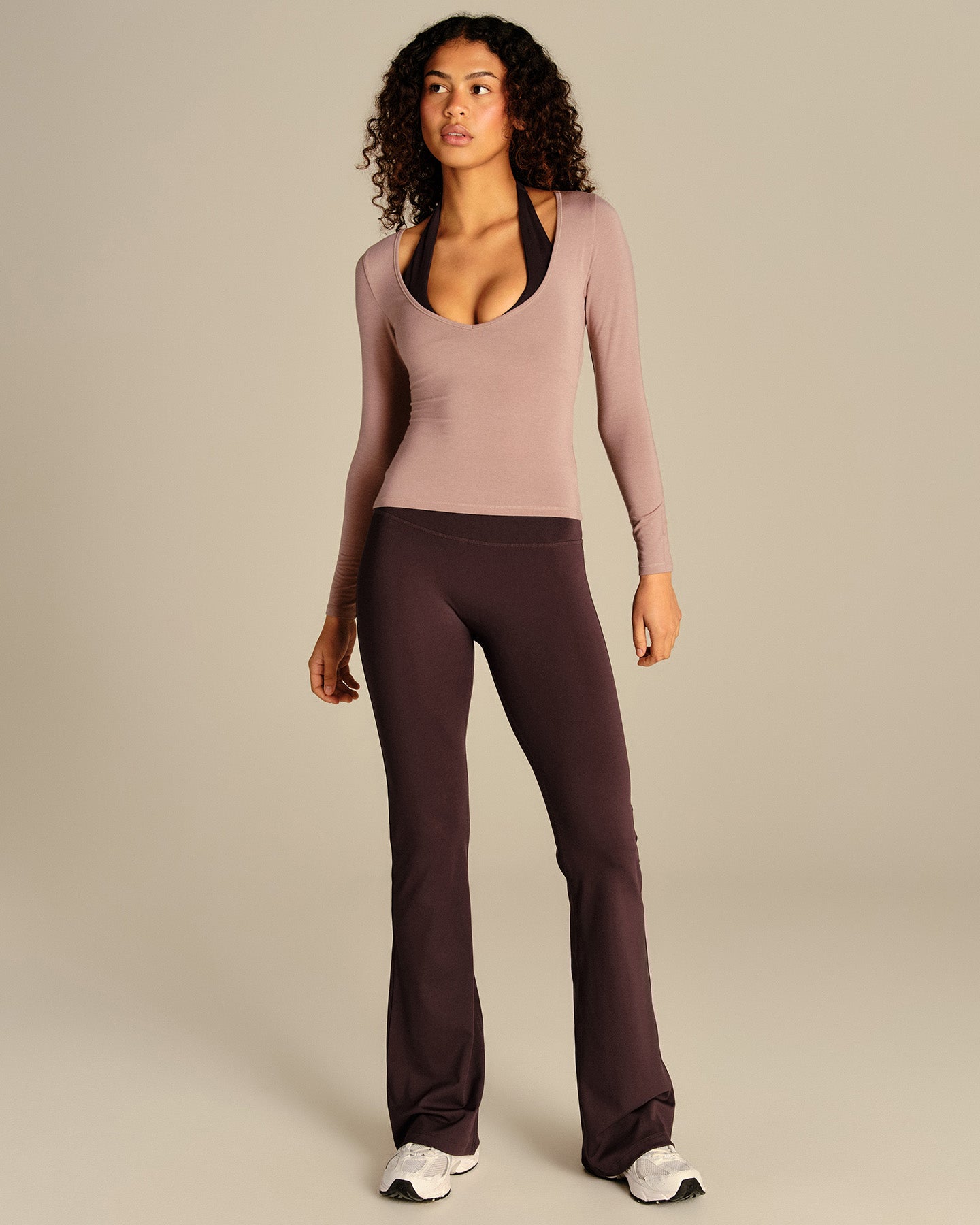Smooth Contour Long Sleeve Reversible T-Shirt | Mauve Taupe