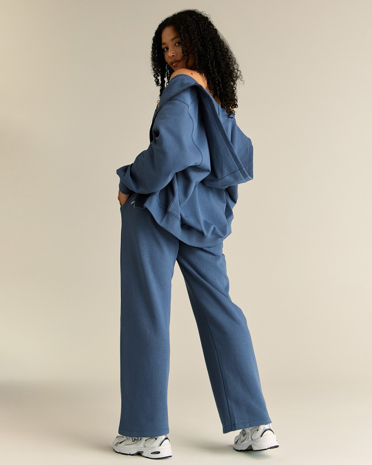 Comfort Lightweight Oversized Zip Up Hoodie | Blueberry