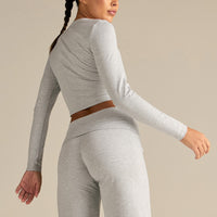 Cotton Contour Long Sleeve T-Shirt | Grey Marl