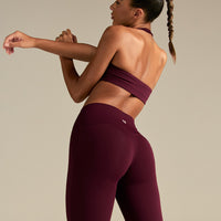 Essential Twist Front Halter Bra | Merlot