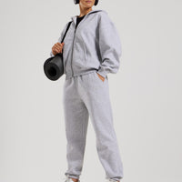 Comfort Oversized Zip-Up Hoodie | Silver Grey Marl