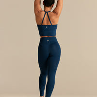 Essential Built-In Bra Crop Tank Top | True Navy