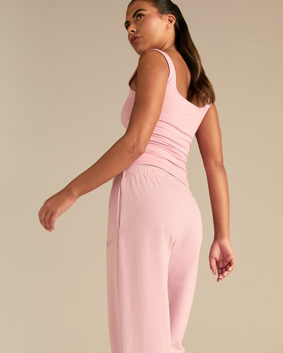 Comfort Lightweight Straight Leg Mid Waist Joggers | Sweet Pink